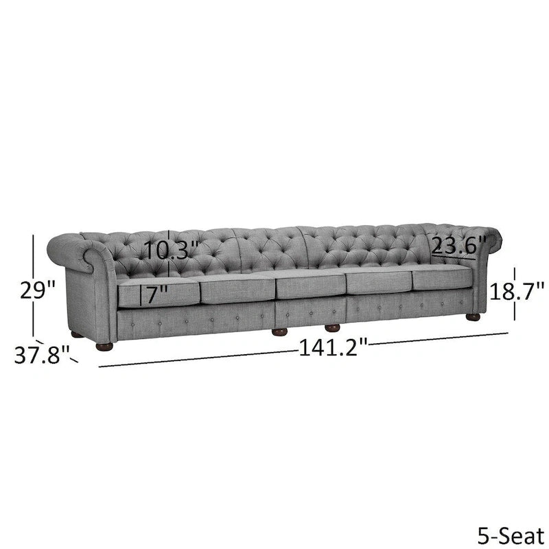 Canapé Chesterfield Knightsbridge Gris Clair Extra-Long par iNSPIRE Q Artisan