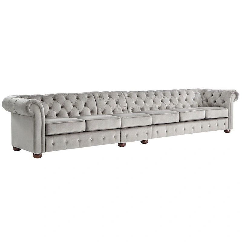 Canapé Chesterfield Knightsbridge Gris Clair Extra-Long par iNSPIRE Q Artisan