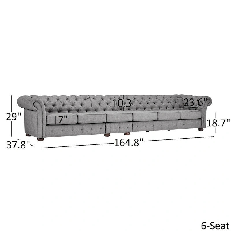 Canapé Chesterfield Knightsbridge Gris Clair Extra-Long par iNSPIRE Q Artisan