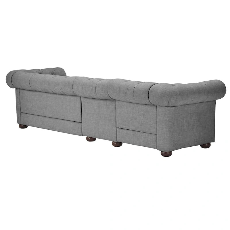 Canapé Chesterfield Knightsbridge Gris Clair Extra-Long par iNSPIRE Q Artisan