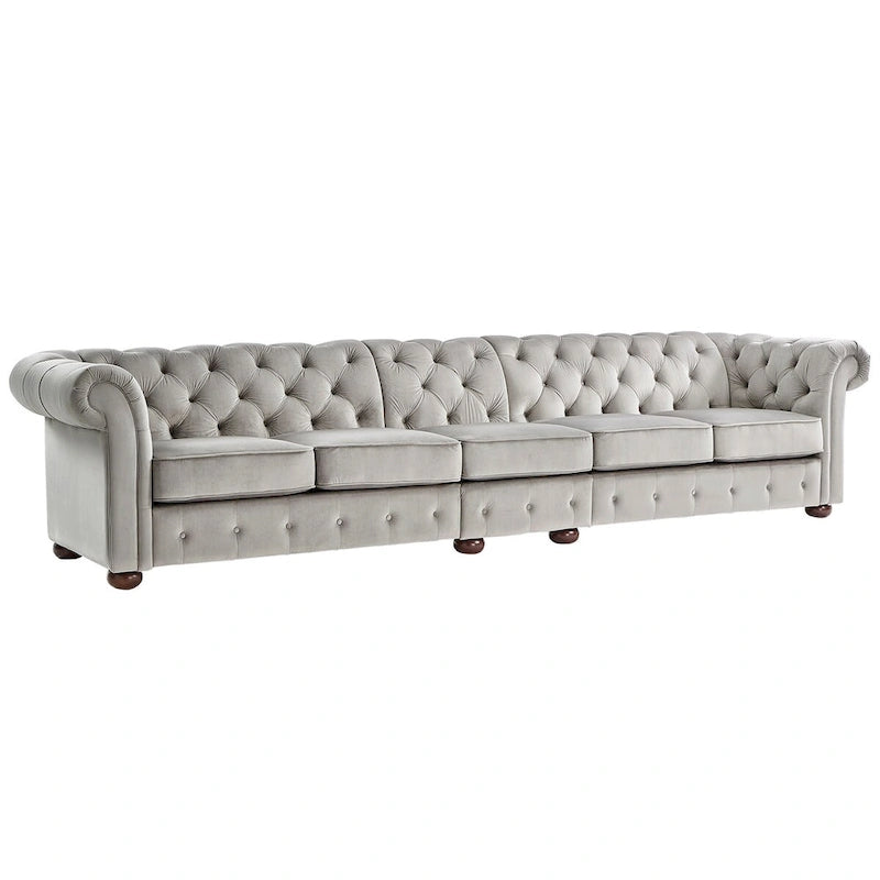 Canapé Chesterfield Knightsbridge Gris Clair Extra-Long par iNSPIRE Q Artisan