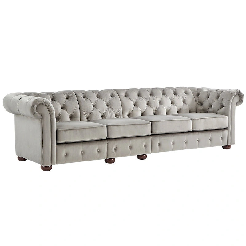 Canapé Chesterfield Knightsbridge Gris Clair Extra-Long par iNSPIRE Q Artisan