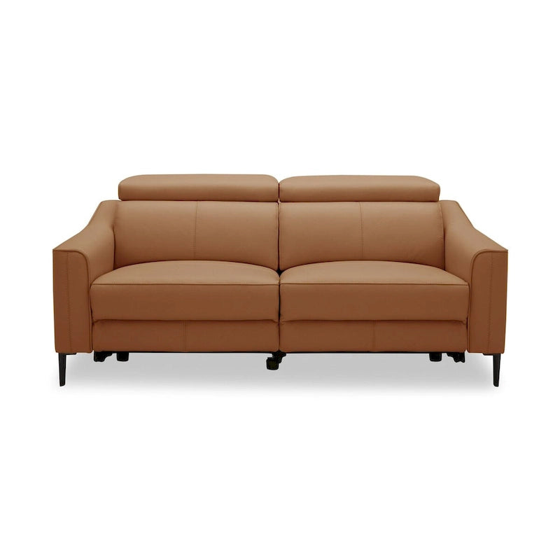Canapé Eden en cuir camel moderne Divani Casa avec 2 fauteuils inclinables