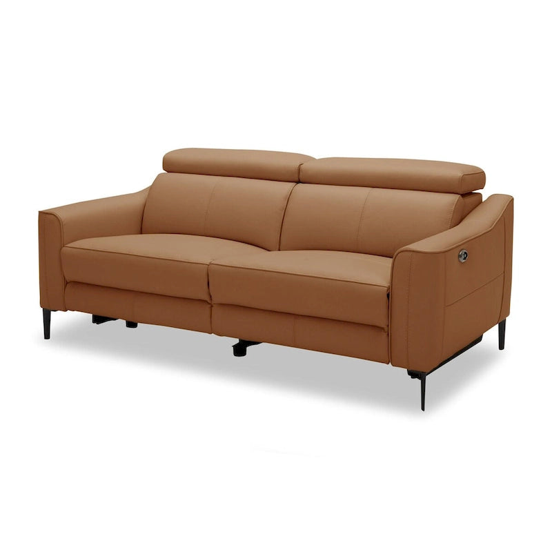 Canapé Eden en cuir camel moderne Divani Casa avec 2 fauteuils inclinables