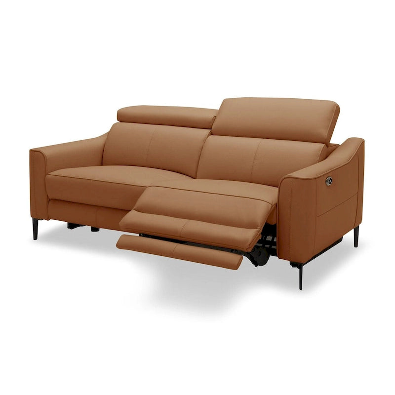 Canapé Eden en cuir camel moderne Divani Casa avec 2 fauteuils inclinables