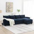 Canapé d'angle en chenille en forme de L de 118 x 55 po avec coussins doubles, canapé-lit rembourré à 5 places avec méridienne