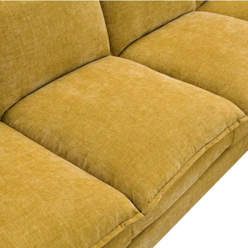 Canapé d'angle en chenille en forme de L de 118 x 55 po avec coussins doubles, canapé-lit rembourré à 5 places avec méridienne