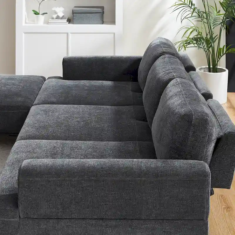 Canapé rembourré Dinardi le plus large de 255 cm avec dossier coulissant