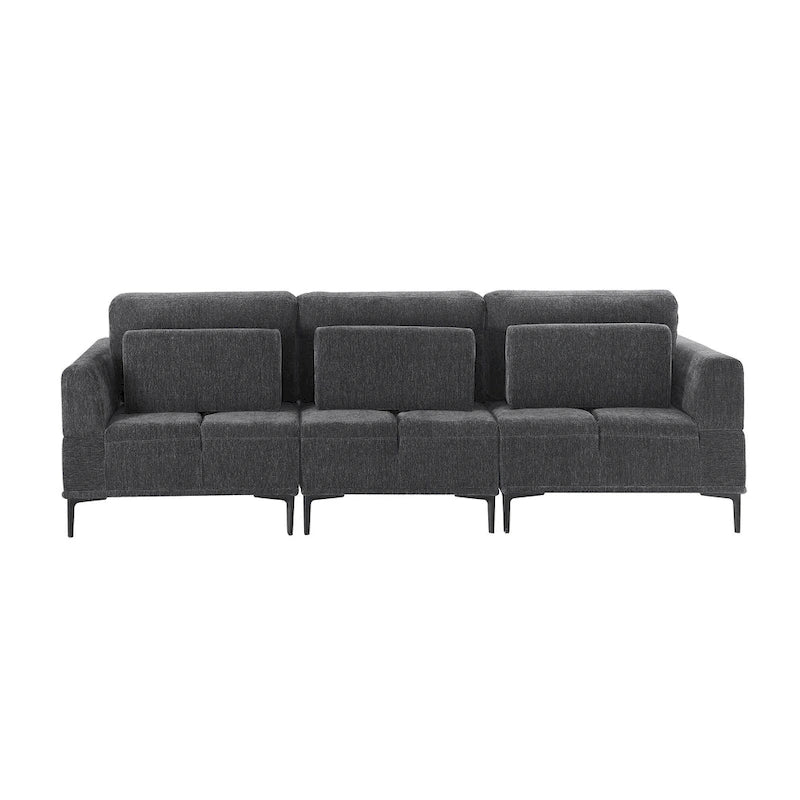 Canapé rembourré Dinardi le plus large de 255 cm avec dossier coulissant