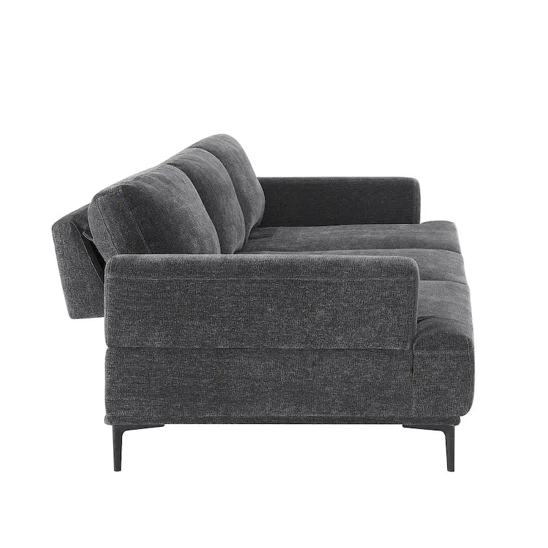 Canapé rembourré Dinardi le plus large de 255 cm avec dossier coulissant