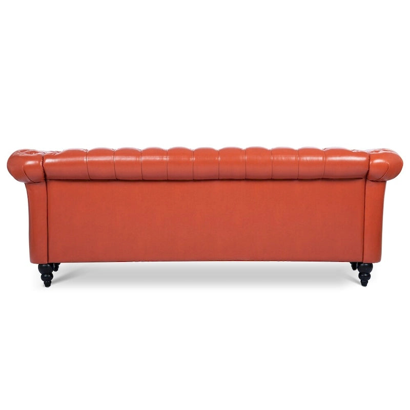 Canapé 3 places Chesterfield avec accoudoirs roulés en PU 84,65