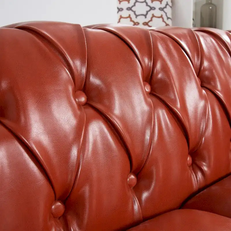 Canapé 3 places Chesterfield avec accoudoirs roulés en PU 84,65