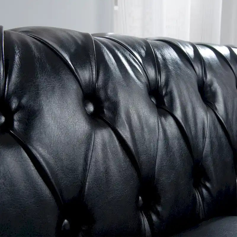 Canapé 3 places Chesterfield avec accoudoirs roulés en PU 84,65
