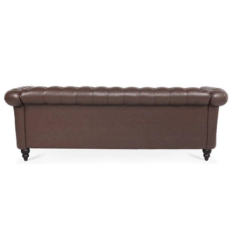 Canapé 3 places Chesterfield avec accoudoirs roulés en PU 84,65