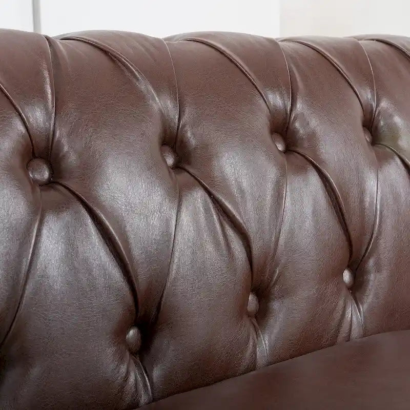 Canapé 3 places Chesterfield avec accoudoirs roulés en PU 84,65