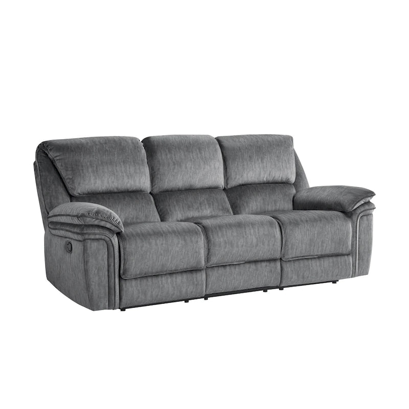 Canapé inclinable manuel double Muir de 89 pouces, gris, microfibre, dossier capitonné