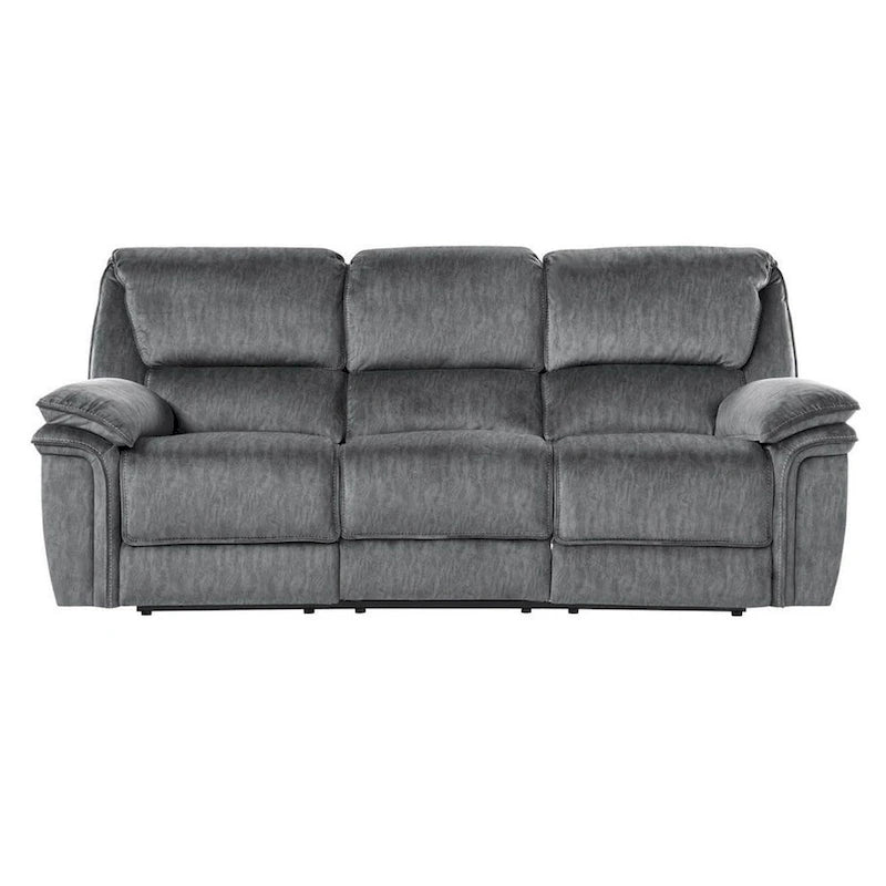 Canapé inclinable manuel double Muir de 89 pouces, gris, microfibre, dossier capitonné