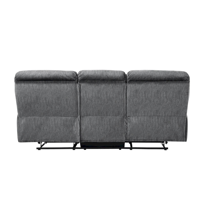 Canapé inclinable manuel double Muir de 89 pouces, gris, microfibre, dossier capitonné
