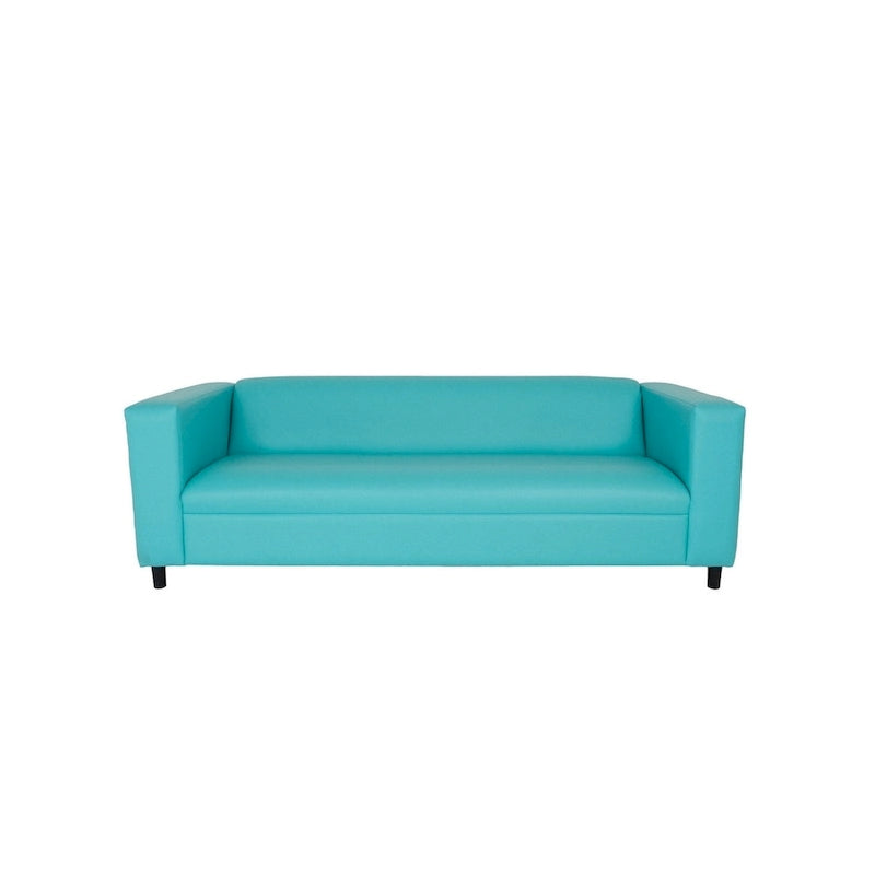 HomeRoots Canapé en similicuir bleu sarcelle 84 po avec pieds noirs - 84