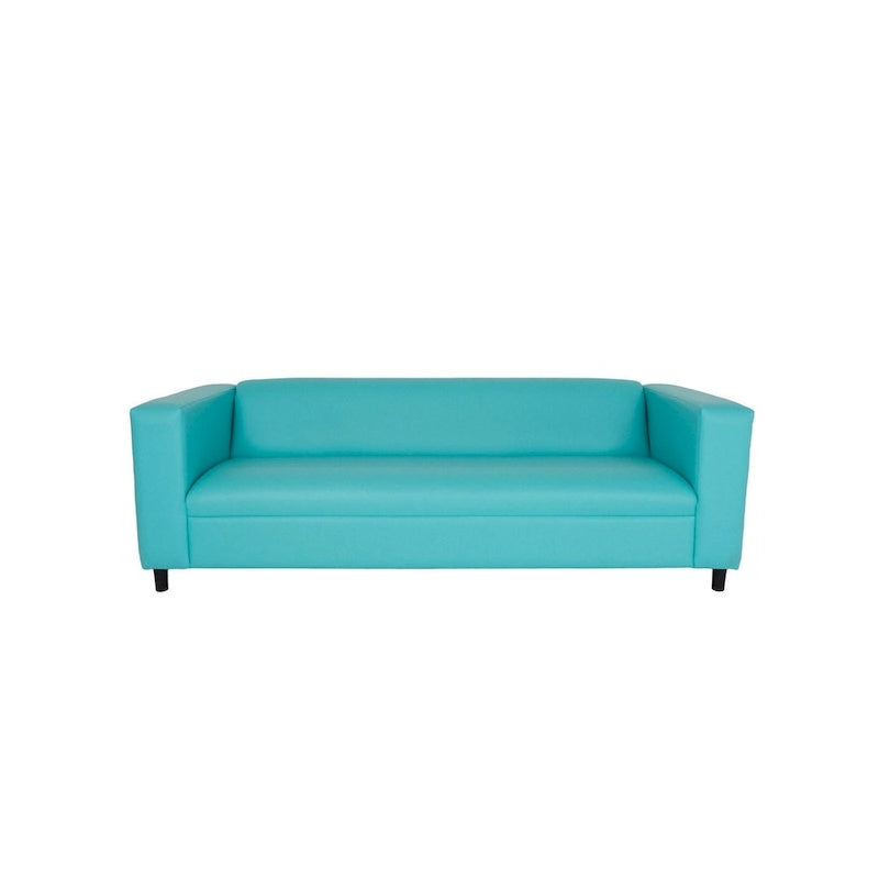 HomeRoots Canapé en similicuir bleu sarcelle 84 po avec pieds noirs - 84