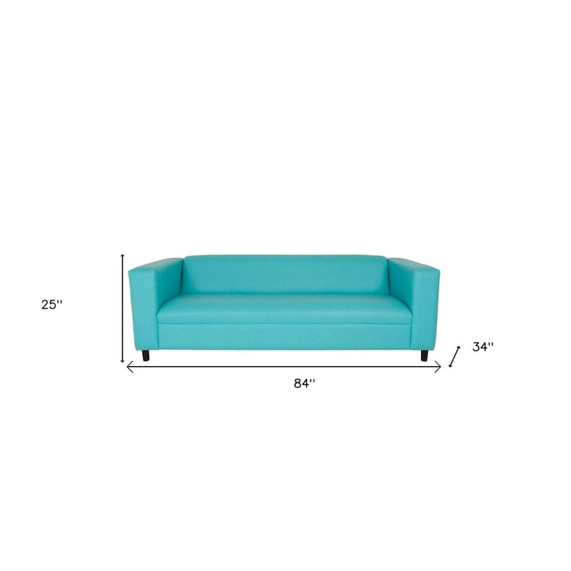 HomeRoots Canapé en similicuir bleu sarcelle 84 po avec pieds noirs - 84