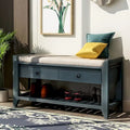Range-chaussures avec siège coussiné et tiroirs, banc de rangement polyvalent, bleu marine antique - 39L x 14W x 19.8H