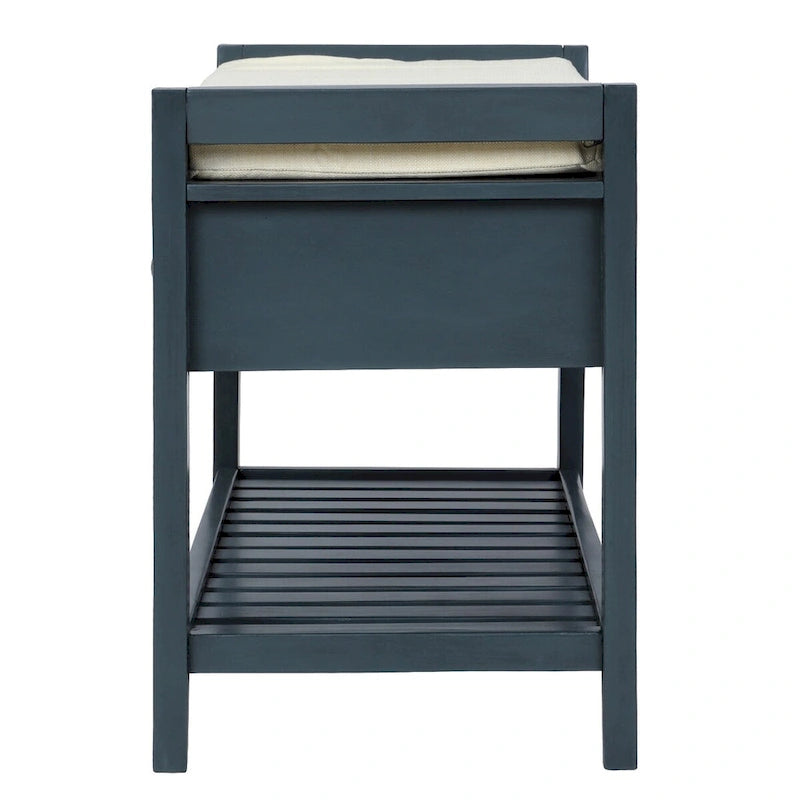 Range-chaussures avec siège coussiné et tiroirs, banc de rangement polyvalent, bleu marine antique - 39L x 14W x 19.8H