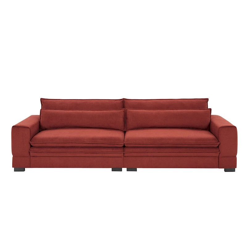 Canapé en tissu moderne du milieu du siècle, 104 po, canapé rembourré avec 2 oreillers, pieds en bois massif