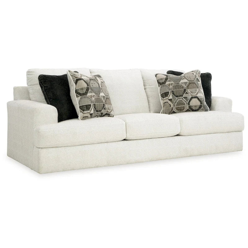 Canapé Henly 96 pouces, grandes dimensions, 4 coussins décoratifs, polyester blanc doux