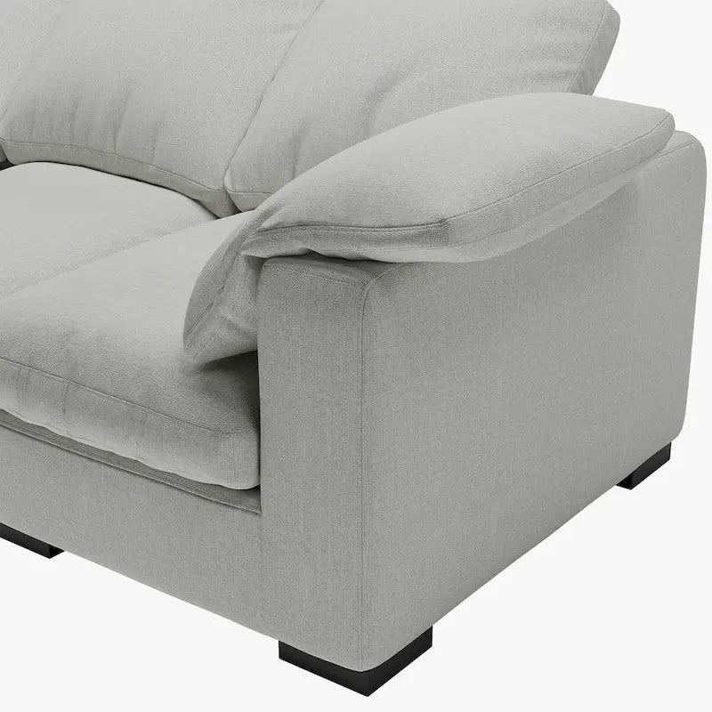 Canapé 3 places profond style ferme moderne 86,61, accoudoirs droits, en tissu lin