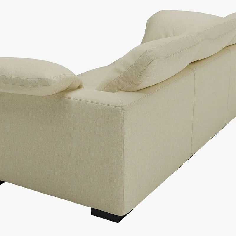 Canapé 3 places profond style ferme moderne 86,61, accoudoirs droits, en tissu lin