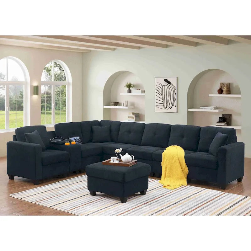 Canapé d'angle modulable en velours