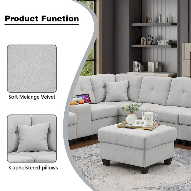 Canapé d'angle modulable en velours
