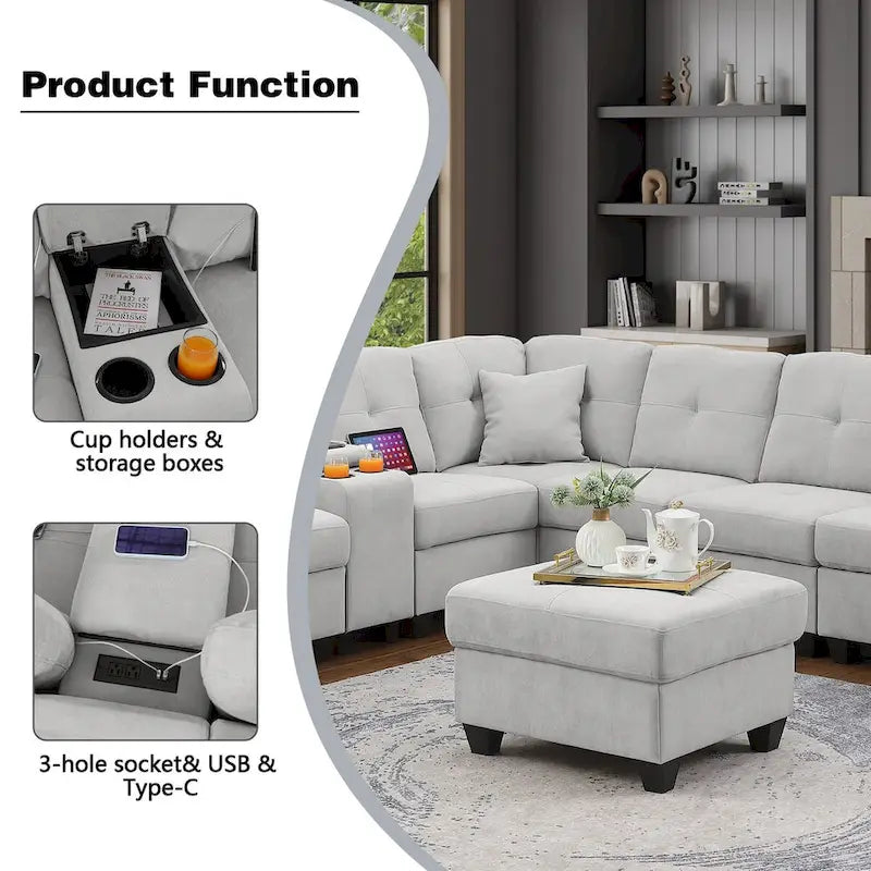 Canapé d'angle modulable en velours