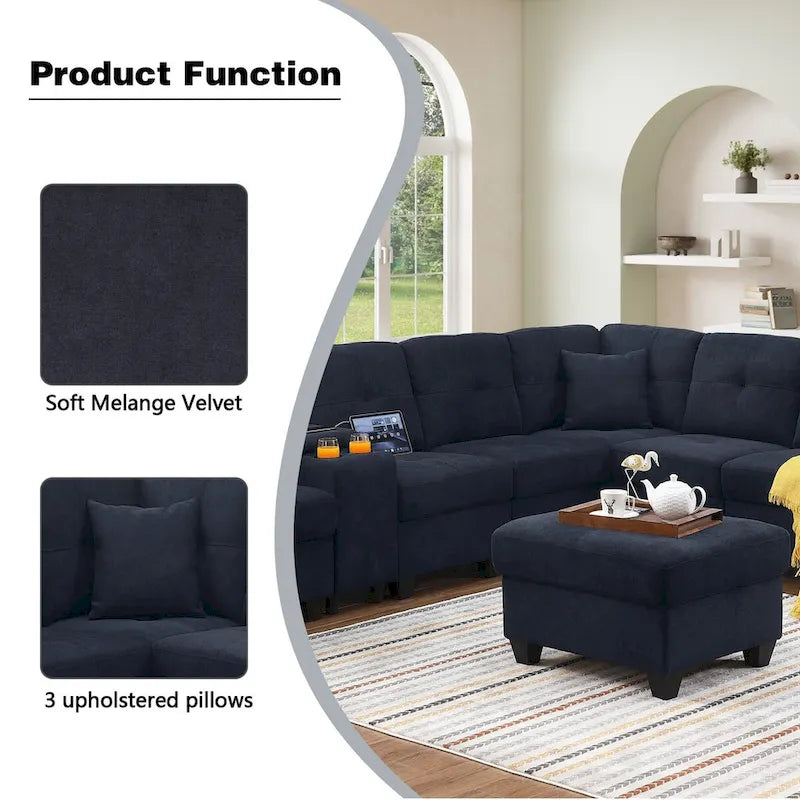 Canapé d'angle modulable en velours