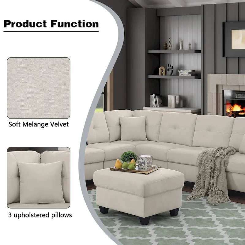 Canapé d'angle modulable en velours