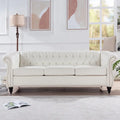 Canapé 3 places Chesterfield traditionnel, similicuir, crème 84,65