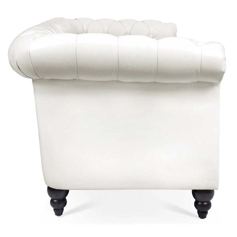 Canapé 3 places Chesterfield traditionnel, similicuir, crème 84,65