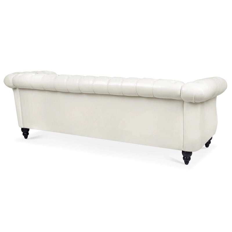 Canapé 3 places Chesterfield traditionnel, similicuir, crème 84,65