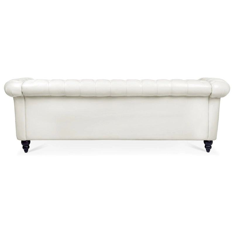 Canapé 3 places Chesterfield traditionnel, similicuir, crème 84,65