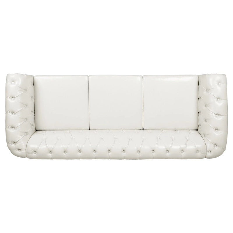 Canapé 3 places Chesterfield traditionnel, similicuir, crème 84,65