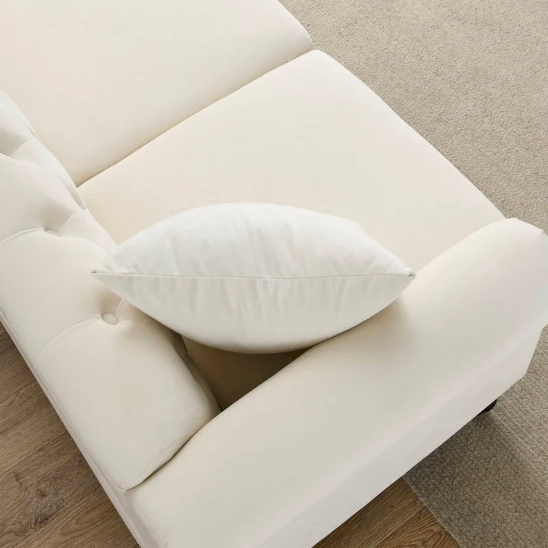 Canapé Chesterfield 79 velours gris pour salon, canapé 3 places touffeté avec accoudoirs roulés et clouté