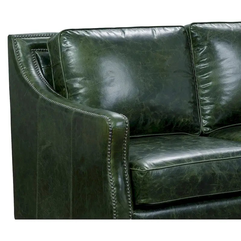 Canapé Vintage Essex Rembourré en Cuir Pleine Fleur Vert Vieilli