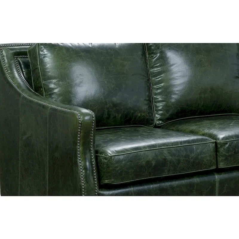 Canapé Vintage Essex Rembourré en Cuir Pleine Fleur Vert Vieilli