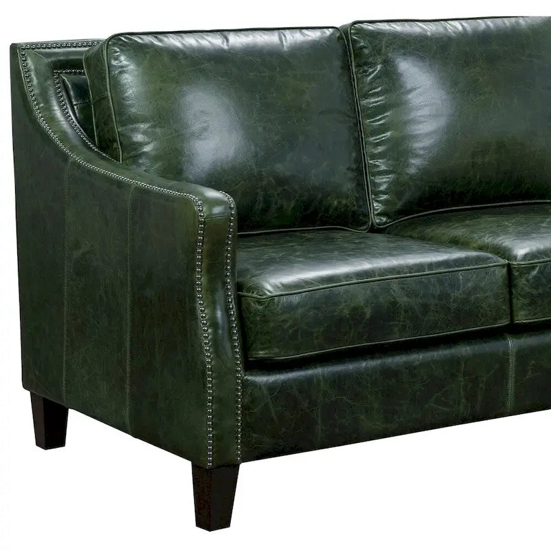Canapé Vintage Essex Rembourré en Cuir Pleine Fleur Vert Vieilli