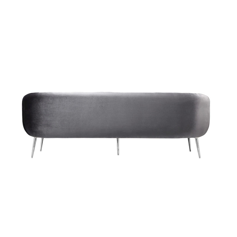 Canapé Decy 74 po, surpiqûres horizontales, assise coussinée, velours gris, argent