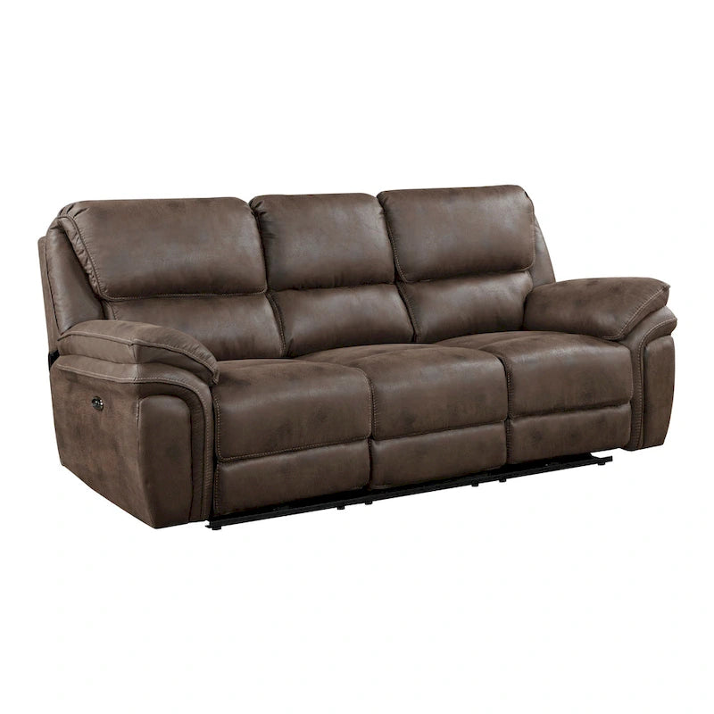 Canapé inclinable électrique double Tony 90 pouces, port de chargement USB microfibre marron