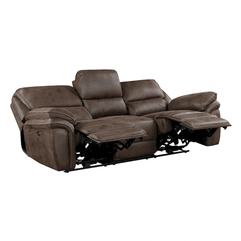 Canapé inclinable électrique double Tony 90 pouces, port de chargement USB microfibre marron