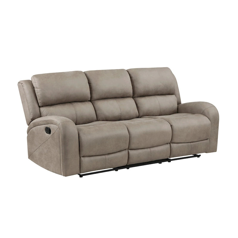 Canapé inclinable manuel double Patsy 85 pouces, microfibre marron à dossier capitonné
