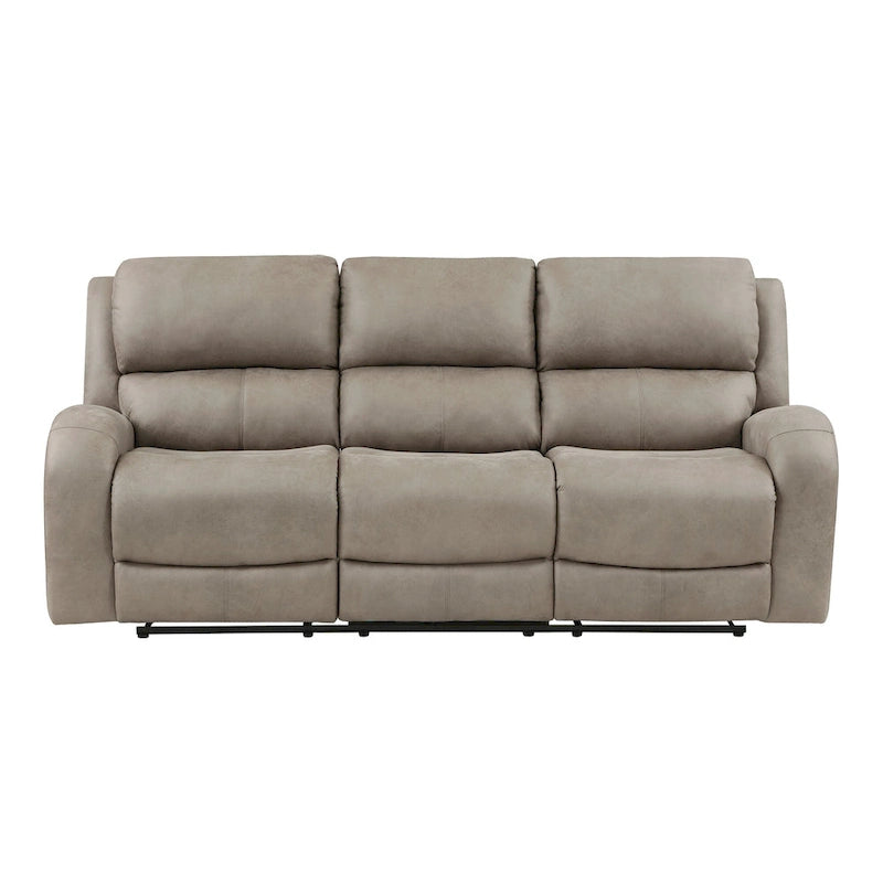 Canapé inclinable manuel double Patsy 85 pouces, microfibre marron à dossier capitonné